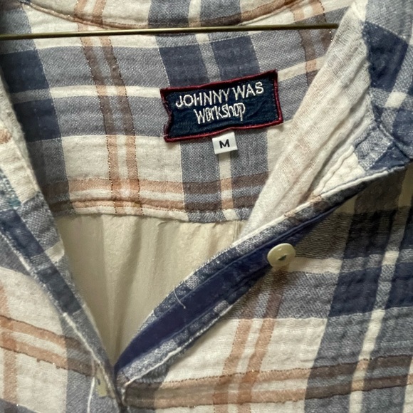 Johnny Was Blue and Brown Plaid Shirt - Picture 4 of 6